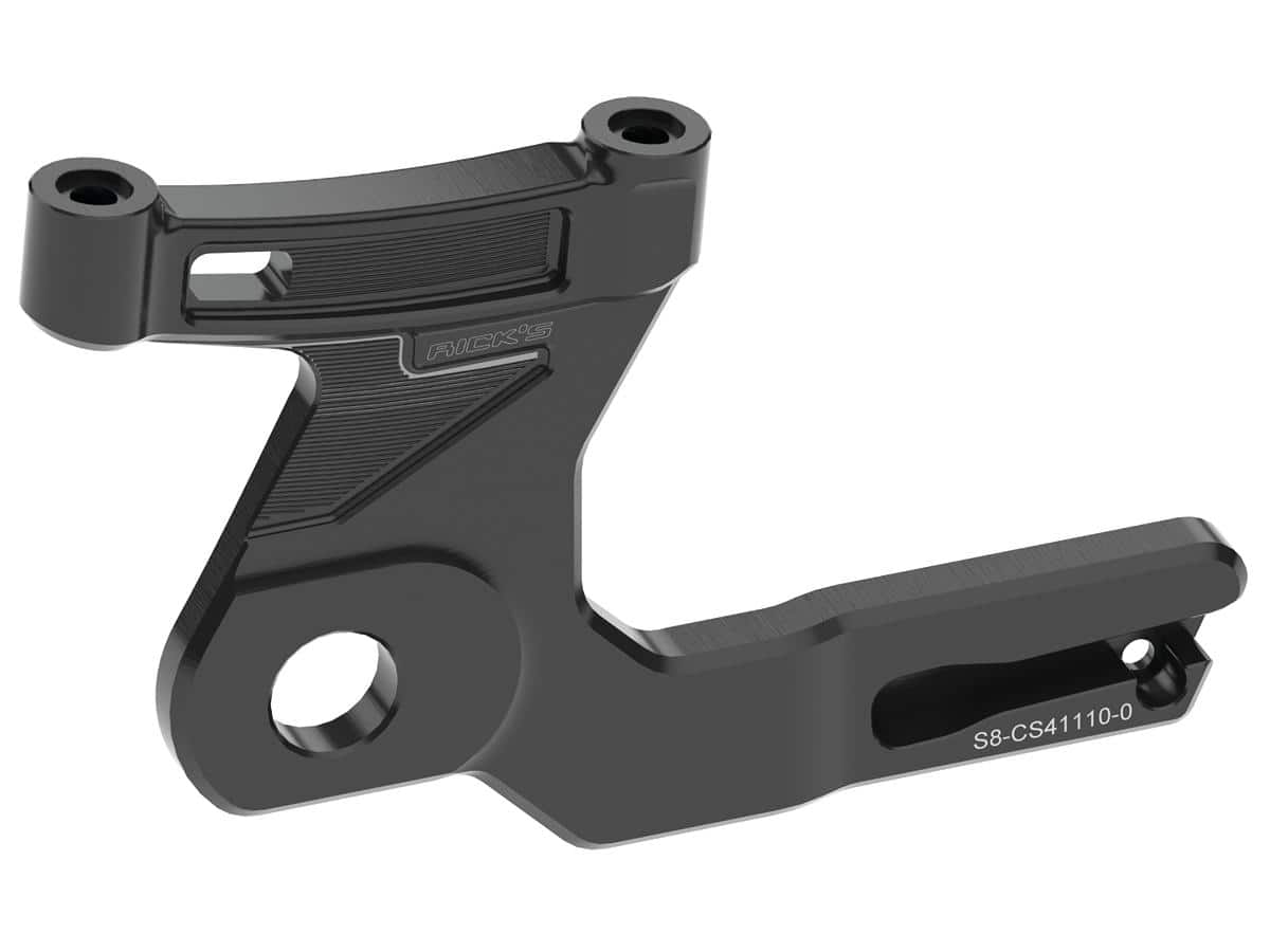 Club style radial brake caliper adapter for 292 mm rotor gloss black anodized rear, 18-25 softail, (except 19-20 fxdrs 114) 1 Ricks motorcycles