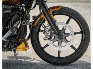 Club Style Radial Brake Caliper Adapter For 330 mm rotors Gloss Black Anodized Dual Disc Front, 07-25 Softail, 07-17 Dyna, 07-20 Sportster, 07-24 Touring, 25 FLHRXS, (except 23-24 FLHXSE, 23-24 FLTRXSE, 24 FLTRXSTSE, 24 FLHX, 24 FLTRX), 09-25 Trike, 07-17 V-Rod - Image 3