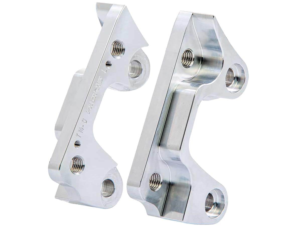 Oversize brake rotor axial brake caliper adapter for 330mm (13") rotors aluminium polished dual disc, 12-17 v-rod 1 Ricks motorcycles