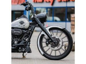 Axial Front Brake Caliper Adapter From 292 mm to 340 mm Brake Disc Black Front Left, 00-17 Dyna, 00-17 Softail, (except 16-17 FXSE) - Image 3