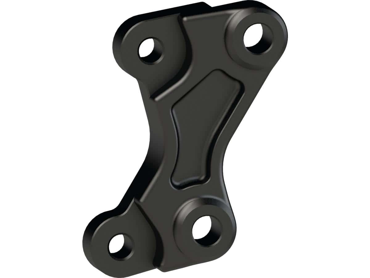 Axial front brake caliper adapter from 300 mm to 340 mm brake disc black front left, 18-24 softail, (except 18-20 fxfb, 18, 20 fxfbs 114, 18-24 flsb, 19-20 fxdrs 114, 19 fxfb 114, 20-24 fxlrs, 21-24 fxfbs, 22-24 fxlrst, 22 fxrst) 1 Thunderbike