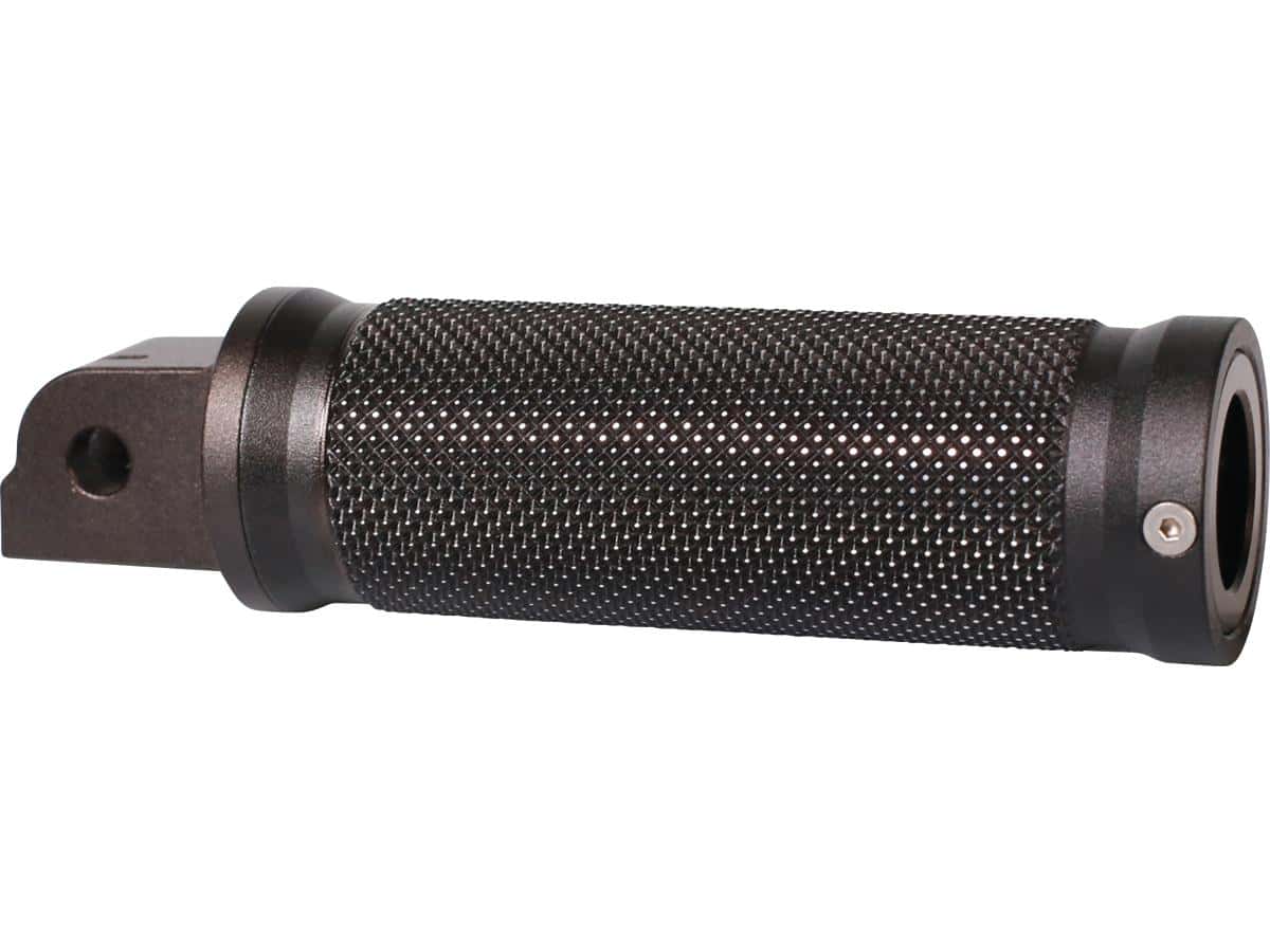 Base rider footpegs satin design black cut, 18-25 softail, (except 18-21 flsl, 18-20 flde, 18-20, 25 flfb, 18-20 flfbs 114, 18 flfbs 114 anx, 18 flfbs 114 anv, 18-21, 25 flhc, 18 flhcs 114, 18 flhcs 114 anv, 19-20 flhc 114, 21-24 flfbs, 21-24 flhcs, 23 flhcsanv, 23 flfbs anv), 21-25 sportster s rh1250s 1 Thunderbike