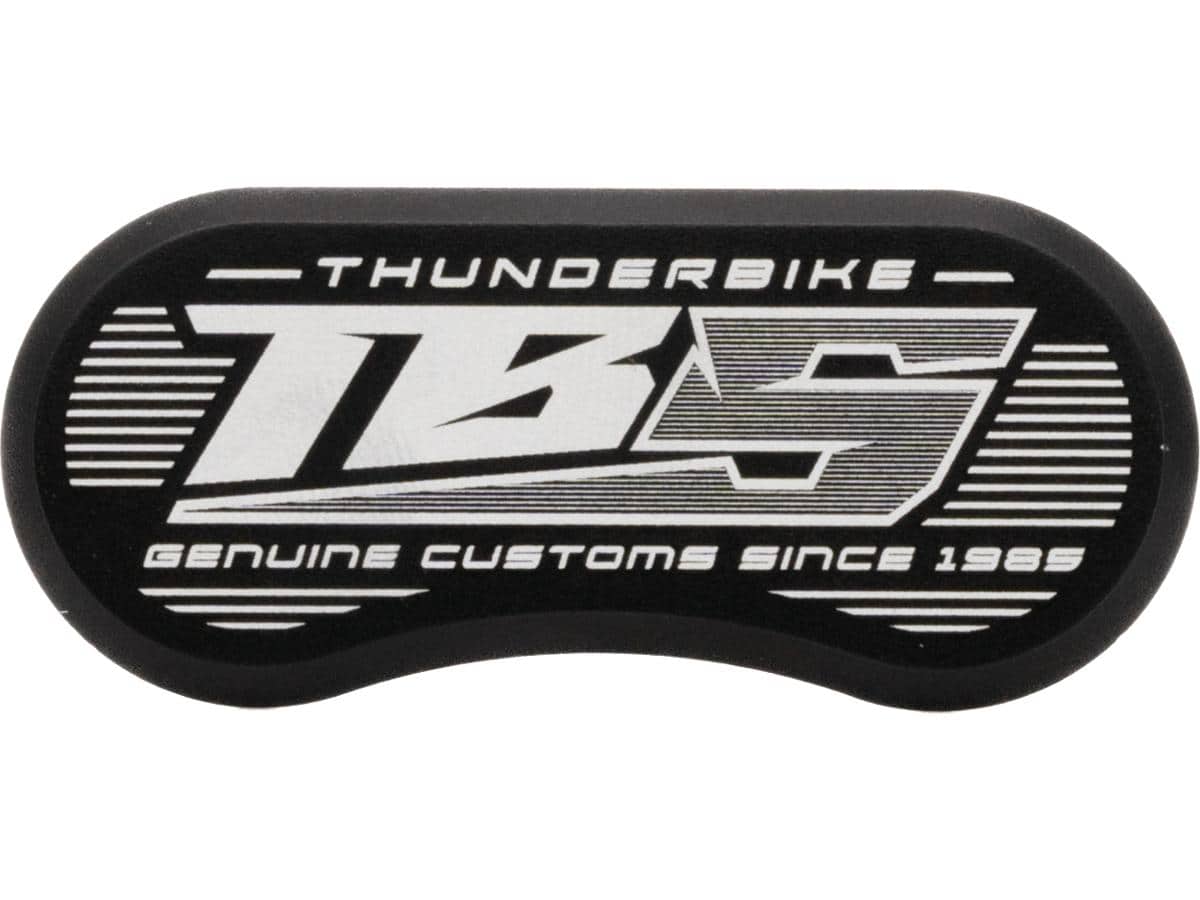 Brake caliper inserts tb-s logo black anodized, 18-24 softail 1 Thunderbike