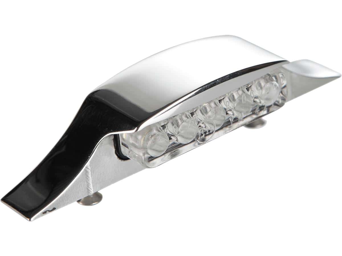 Down and inside led license plate light aluminium polished, 1 Thunderbike