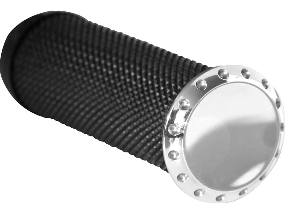 Drilled base grip and footpeg toppers aluminium polished 1 Thunderbike