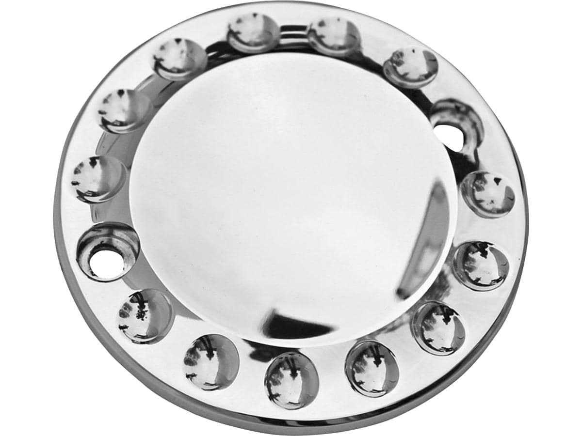 Drilled point cover 2-hole aluminium polished, 70-19 sportster, 70-84 fl shovel, 71-84 fx shovel, 85-94 fx model, 91-99 dyna, 84-99 softail, 86-99 touring 1 Thunderbike