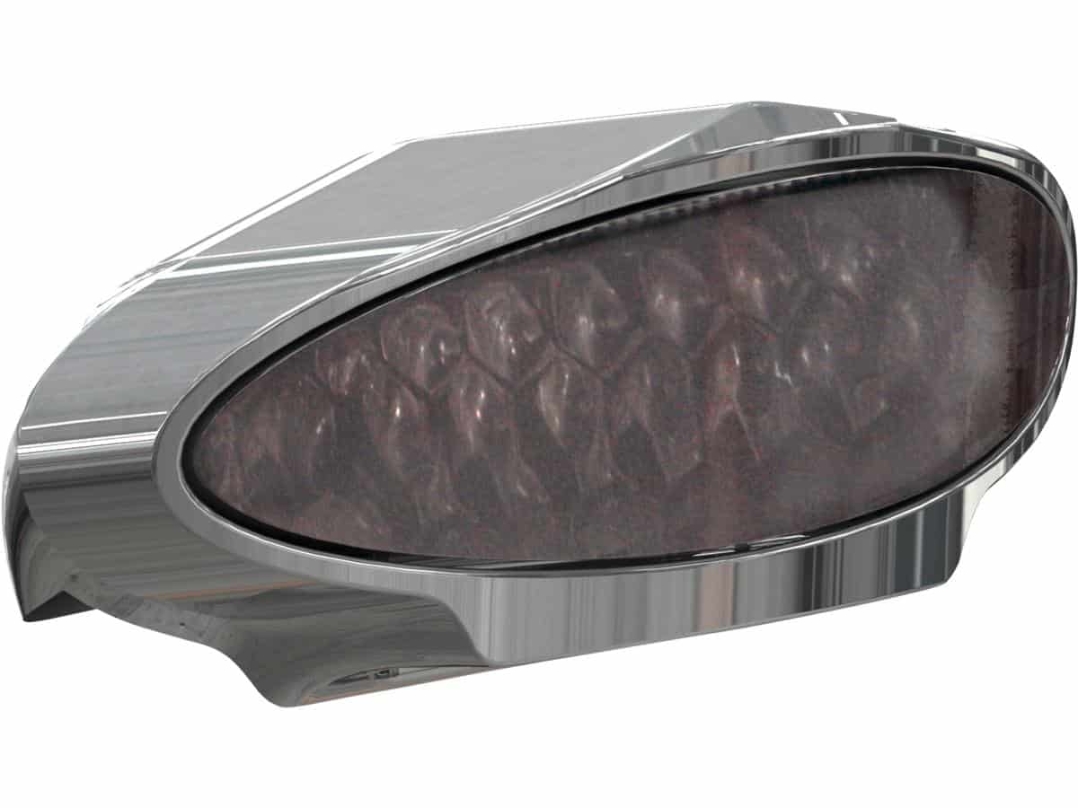 Inside plate oval mini led taillight without mounting bracket aluminium polished tinted led, 1 Thunderbike