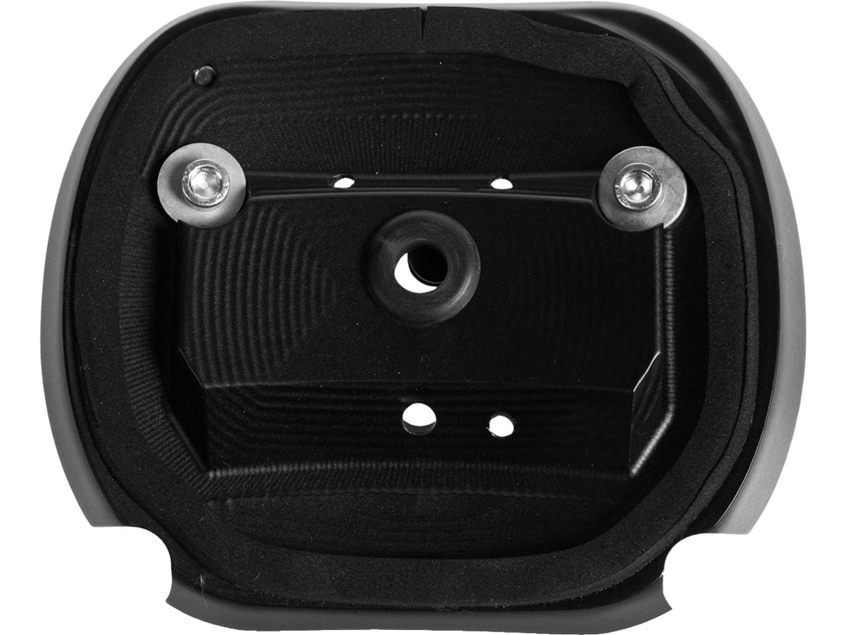 Mid-mount license plate base plate adapter black satin, 99-17 sportster, (except 08-12 xl1200n, 08-10 xr1200, 10-17 xl1200x, 10-17 xl883n, 10-13 xr1200x, 11-17 xl1200c, 13 xl1200c anv, 13-16 xl1200ca, 13-17 xl1200cb), 99-09 dyna, (except 99-03, 07-08 fxdwg, 02 fxdwgse3, 04-06 fxdwgi, 08-09 fxdb, 09 fxdf, 09 fxdfse), 00-17 softail, (except 00-03 flsts, 00-03, 07, 11-15 fxst, 00-03, 05, 07-09 fxstb, 00-03, 05, 07 fxstd, 00-03 fxsts, 01-03 flstsi, 01-02, 04-06 fxstbi, 01-06 fxstdi, 01-02, 04-06 fxsti, 01-02, 04-06 fxstsi, 03 fxstdse, 04 fxstdse ii, 05, 07-12, 14-17 flstn, 05-06 flstni, 05-06 flstsci, 07 flstsc, 07-10 fxstc, 07 fxstsse, 08-11 flstsb, 08 fxcw, 08-11 fxcwc, 08 fxstsse2, 09 fxstsse3, 10 flstse, 11-12 fxs, 12, 14-17 fls, 13 fls 103, 13 flstn103, 13 fxs 103, 13-14 fxsbse, 14-15 flstnse, 14-17 fxsb, 16-17 flss, 16-17 fxse), 99-16 touring 1 Thunderbike