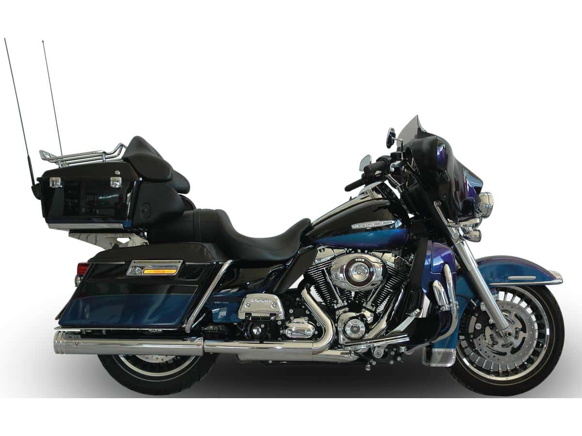 Double slip-on muffler set endcap double ring chrome, 04-16 touring 1 V-performance