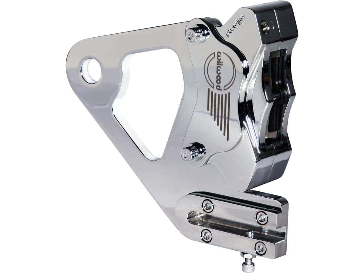 Wilwood gp brake caliper chrome, 85-94 fx model, 91-05 dyna, 84-07 softail, (except 06 fxstbi, 06 fxsti, 06 fxstsi, 07 fxst, 07 fxstb, 07 fxstc, 07 fxstsse), 00-07 touring 1 Wilwood