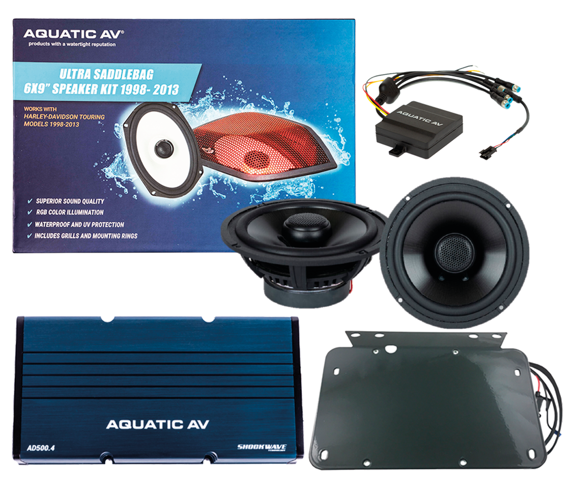 Aquatic waterproof lighted audio, aquatic audio kit for road glide 98-13 1 Aquatic av