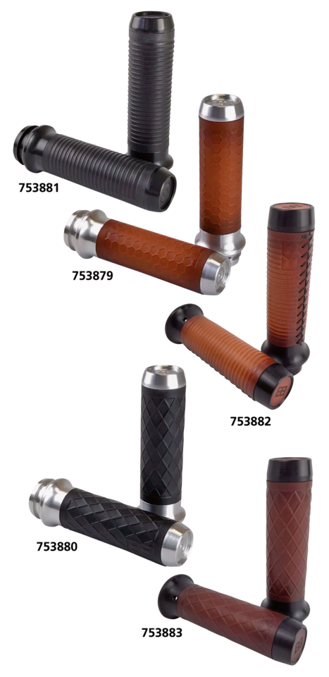 Lthr Moto Grips Blk/Blk Ribbed TBW