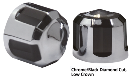 Diamond cut bolt cap chr/blk set TC99-17
