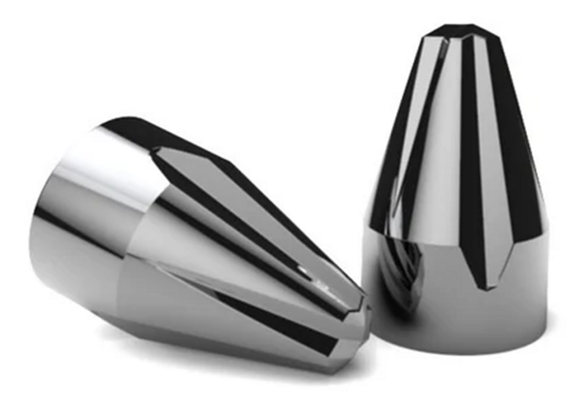 Fluted spike Chr blk BOLT CAPS 1/4" 10Pc