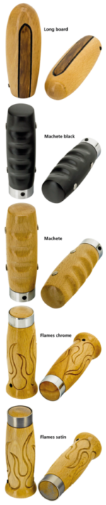 Long board style wood grips