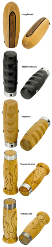 Long board style wood grips