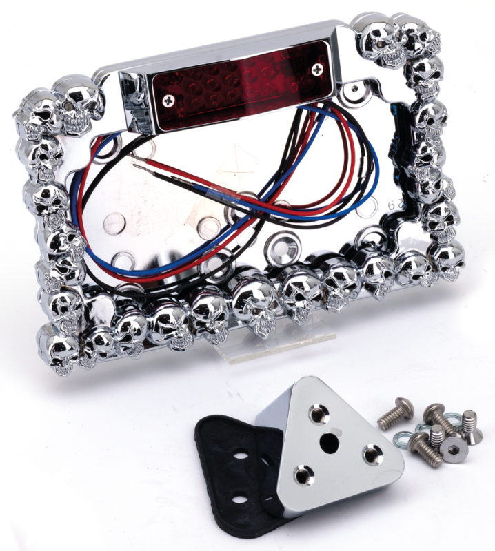 GZP Licencepl. LED chr/w skulls triangle