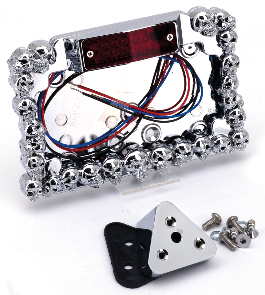 GZP Licencepl. LED chr/w skulls triangle