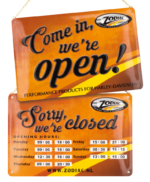 Zodiac metal opening hours double sign,