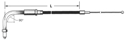 Barnett Black XG15 LN=33" 90° throttle