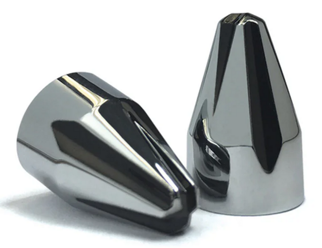 Fluted spike blk chr BOLT CAPS 1/4" 10Pc