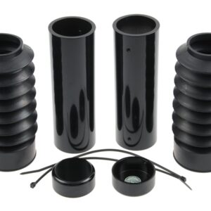 6-Piece Fork Covers with lower Fork Rubbers Plain Black Gloss Powder Coated