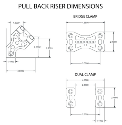 JM PB Risers 2.5" Dual Clamp Black