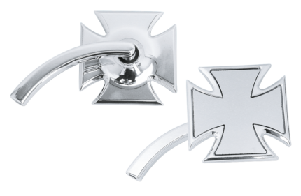 Billet Maltese Cross mirror left polish