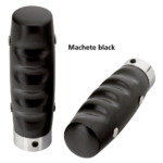 Machete style black wooden grips,