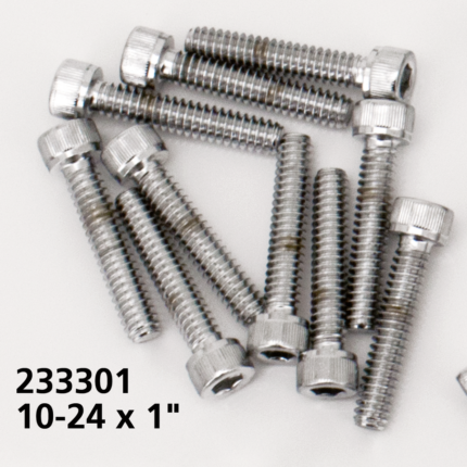 10pck Chrome allen screws 10-24x1