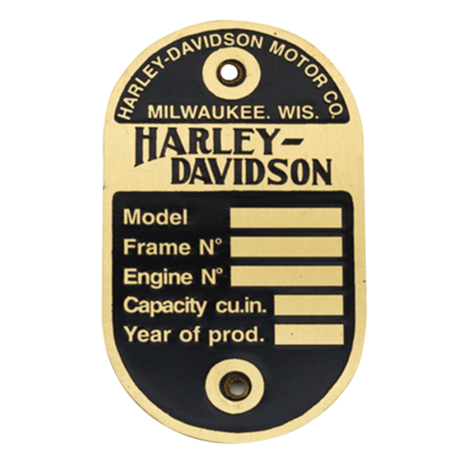 Data plate 1940 WLA rivet-on brass