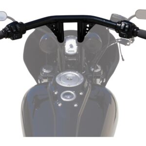 10 Straight-Up T-Bar Handlebar Non-Dimpled 4-Hole Black Powder Coated 1 1/4" Throttle By Wire Throttle Cables