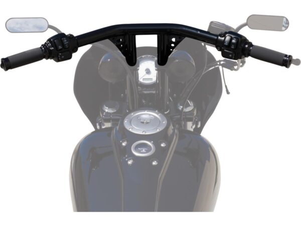 10 Straight-Up T-Bar Handlebar Non-Dimpled 4-Hole Black Powder Coated 1 1/4" Throttle By Wire Throttle Cables