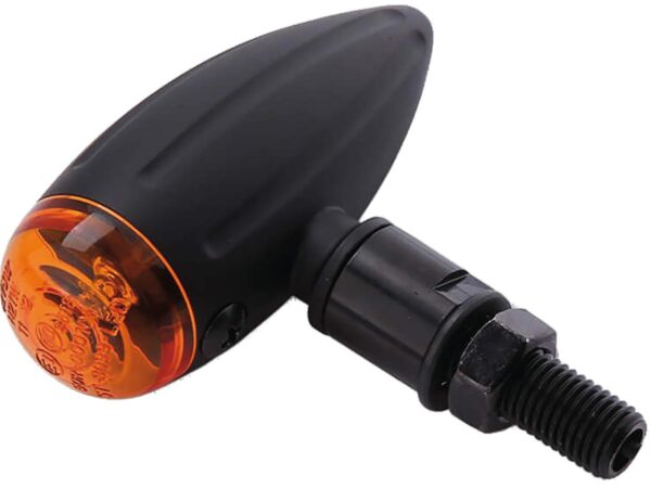 Micro Bullet Grooved Turn Signal with Milling Black Amber Halogen