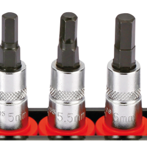 1/4" Socketbitset Hex metric 9Pc on rail