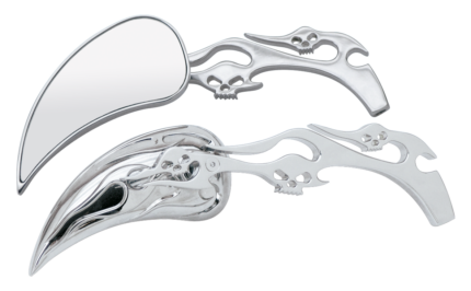 GZP Meteor mirrors w/skull & flame stem