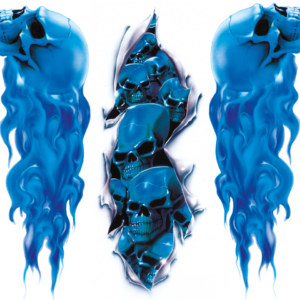 Blue skull set decals 4" x 10.3"