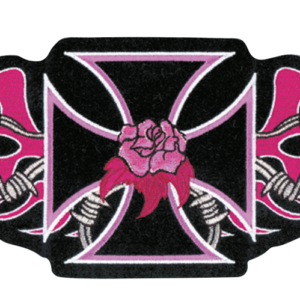 Pink Iron Cross patch 12.25"x5"