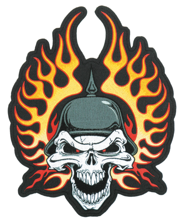 Flame helmet Skull patch 9"x12.5"