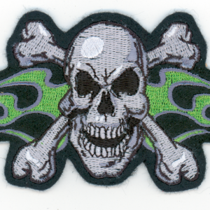 Green Flame Skull Mini Patch