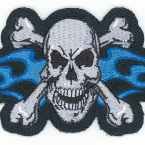 Blue Flame Skull Mini Patch