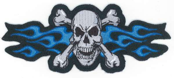 Blue Flame Skull Mini Patch