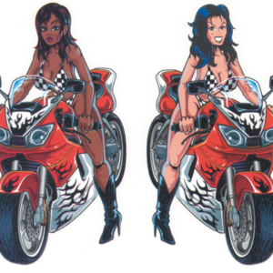 Sport bike girls 2.125"x3.875" decal