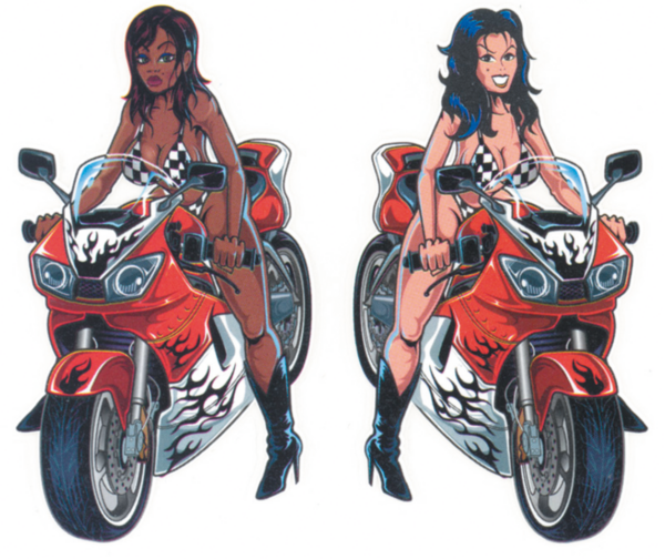 Sport bike girls 2.125"x3.875" decal