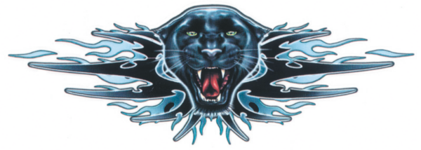 Panther Attack decal 2 5/8"x7.5"