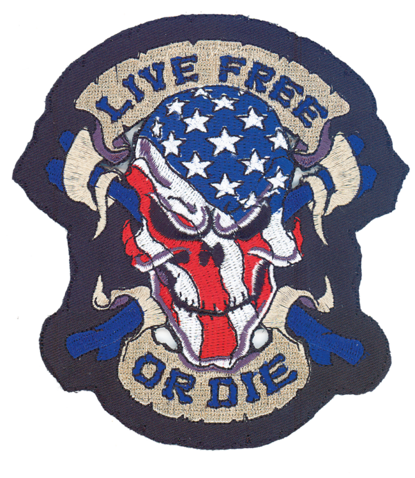 LIVE FREE OR DIE USA SKULL 11"X11