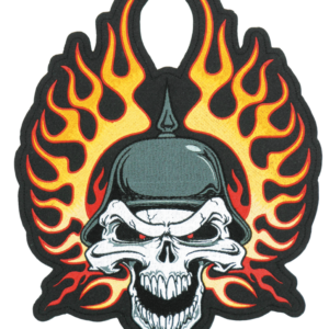 Flame helmet Skull patch 9"x12.5"