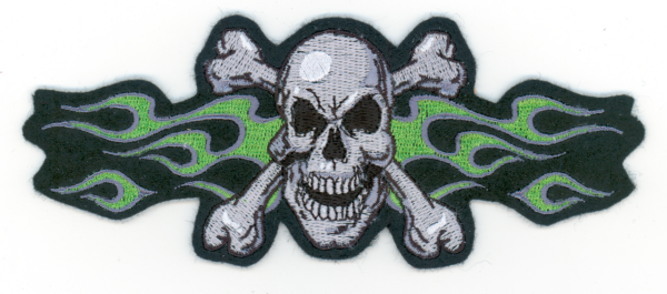 Green Flame Skull Mini Patch