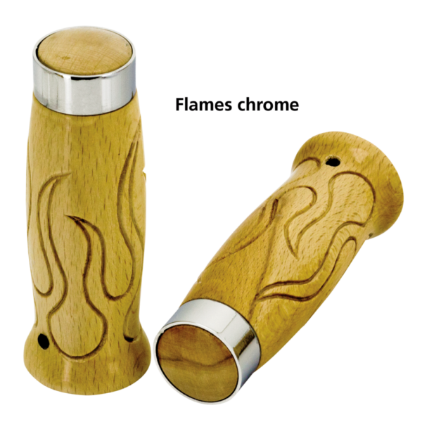 Flames style wooden grips chrome band