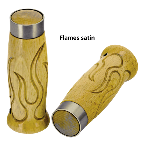 Flames style wooden grips satin chr band